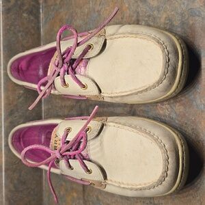 Sperry Women's Cream and Pink Loafers